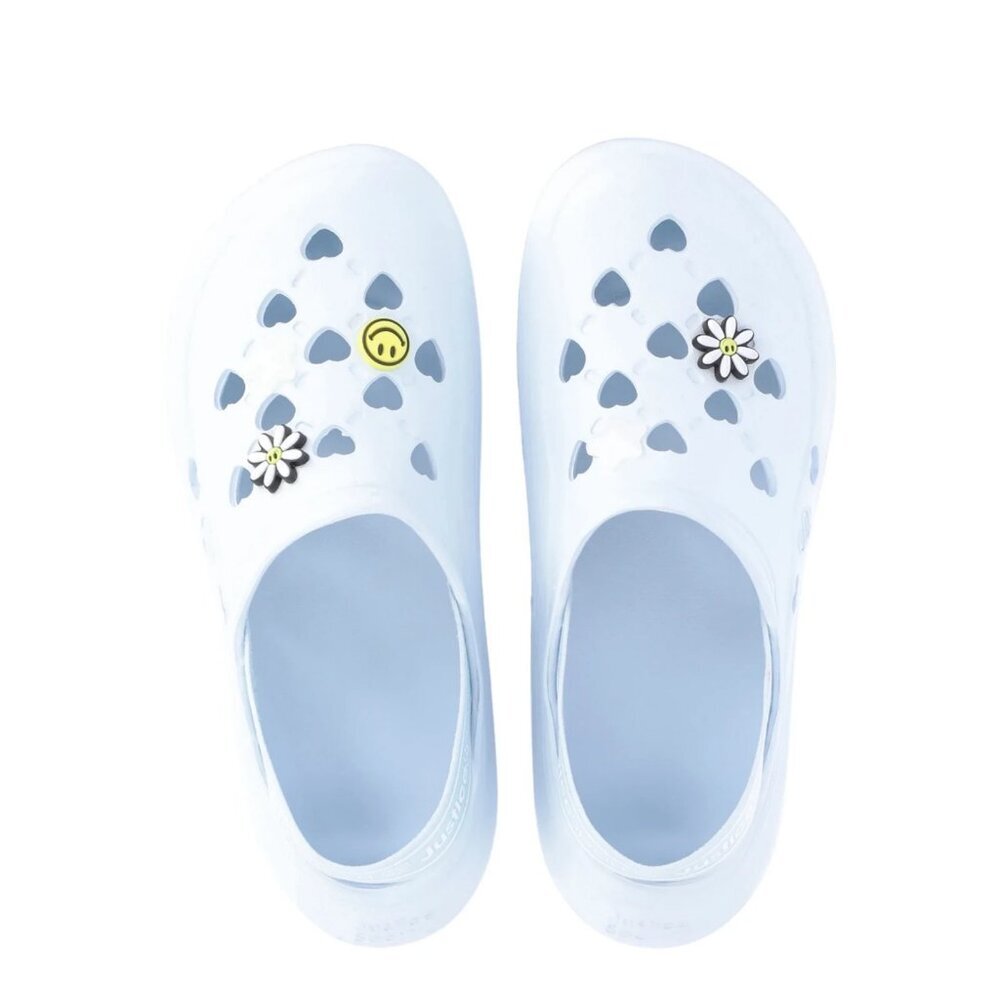 Justice Little Girls and Big Girls Clogs with Charms, Size 2, Closed Toe, Blue